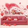 2 Sheets Valentines Day Wall Decals Red Heart Tree Truck Valentines Day Wall Stickers Romantic Love Heart Wall Decor Home Bedroom Decor for Couple Living Room Kitchen Window Wedding Anniversary Art view 1