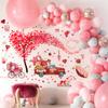 2 Sheets Valentines Day Wall Decals Red Heart Tree Truck Valentines Day Wall Stickers Romantic Love Heart Wall Decor Home Bedroom Decor for Couple Living Room Kitchen Window Wedding Anniversary Art view 2