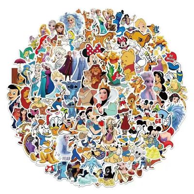 100Pcs Disne Princess Waterproof Stickers  Perfect Gifts for Water Bottles, Laptops, Phones, Guitars & Luggage.