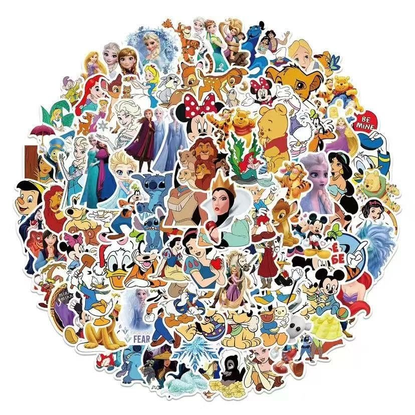 100Pcs Disne Princess Waterproof Stickers  Perfect Gifts for Water Bottles, Laptops, Phones, Guitars & Luggage.