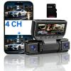 Kenmiso Dashcam, Kenmiso 360 Car DVR WiFi 4Channels Dash Cam Video Recorder, Four-Record Monitoring Driving Recorder Wireless - Loop Recording, Night Vision (Four-Record+WiFi+32G) view 1