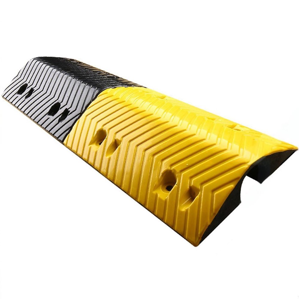 1-Channel Cable Ramp, Heavy Duty Cable Protector Ramp, Black & Yellow Speed Bumps, Floor Cord Covers for Wire/Hose/Pipe Hider, 11023lbs Load(100 * 35 * 8.5cm/39 * 14 * 3.3in)