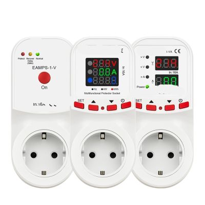 Applicable to Voltage Surge Current Limiter Protector EU Socket Plug 16A AC230V 50/60Hz Power Energy Monitor kWh Meter Refrigerato(EAMPS-1-V-A)