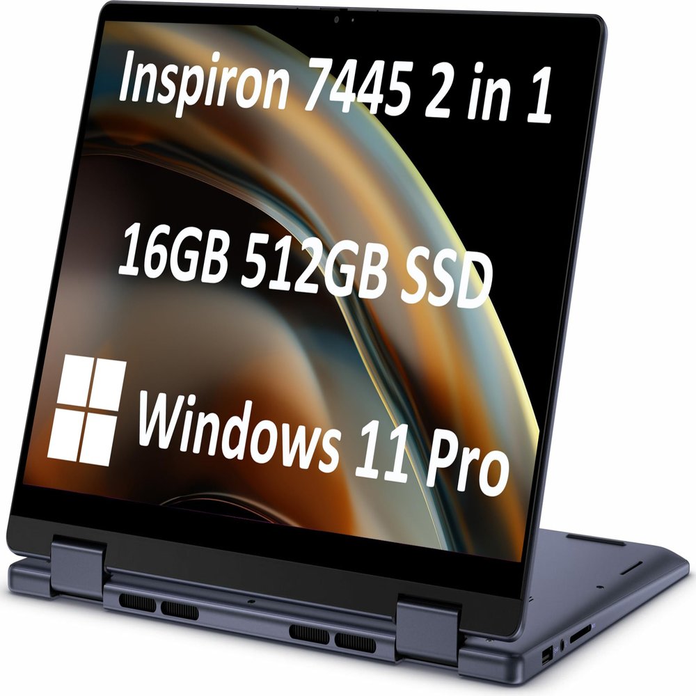 Dell Inspiron 14 7445 2-in-1 Laptop, 14" FHD+ Touchscreen, AMD Ryzen 5 8640HS, 16GB DDR5 RAM, 512GB SSD, AI Copilot for Creators, Designers & Students, Backlit Keyboard, Win11 Pro (Renewed)