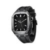IENYU Silicone Watch Band Metal Case BezelFor Apple Watch 44/45mm SE/4/5/6/7/8/9/ Series Accessories Replacement Silicone Watch Strap Mod Kit(Black,45mm) view 1