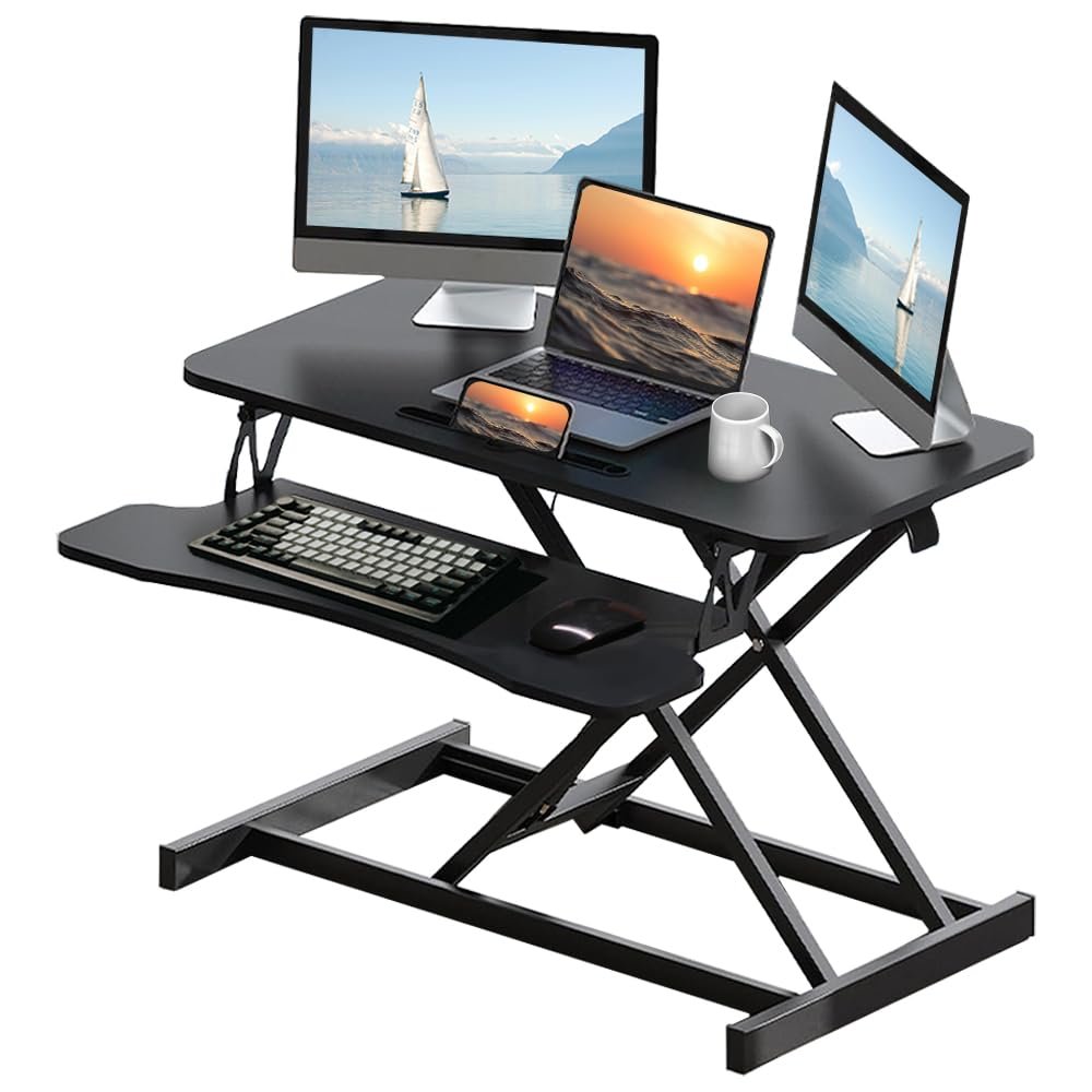 32 Inch Height Adjustable Desk Converter - Sit to Stand Riser