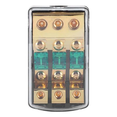 0/2/4 Gauge In To 4/8/10 Gauge Out 60A 3 Way Mini ANL Fuse Holder Distribution Block, Car Audio Power Fuse Distribution Block with Copper Conductors and ABS Cover, Compact 3 Way Di