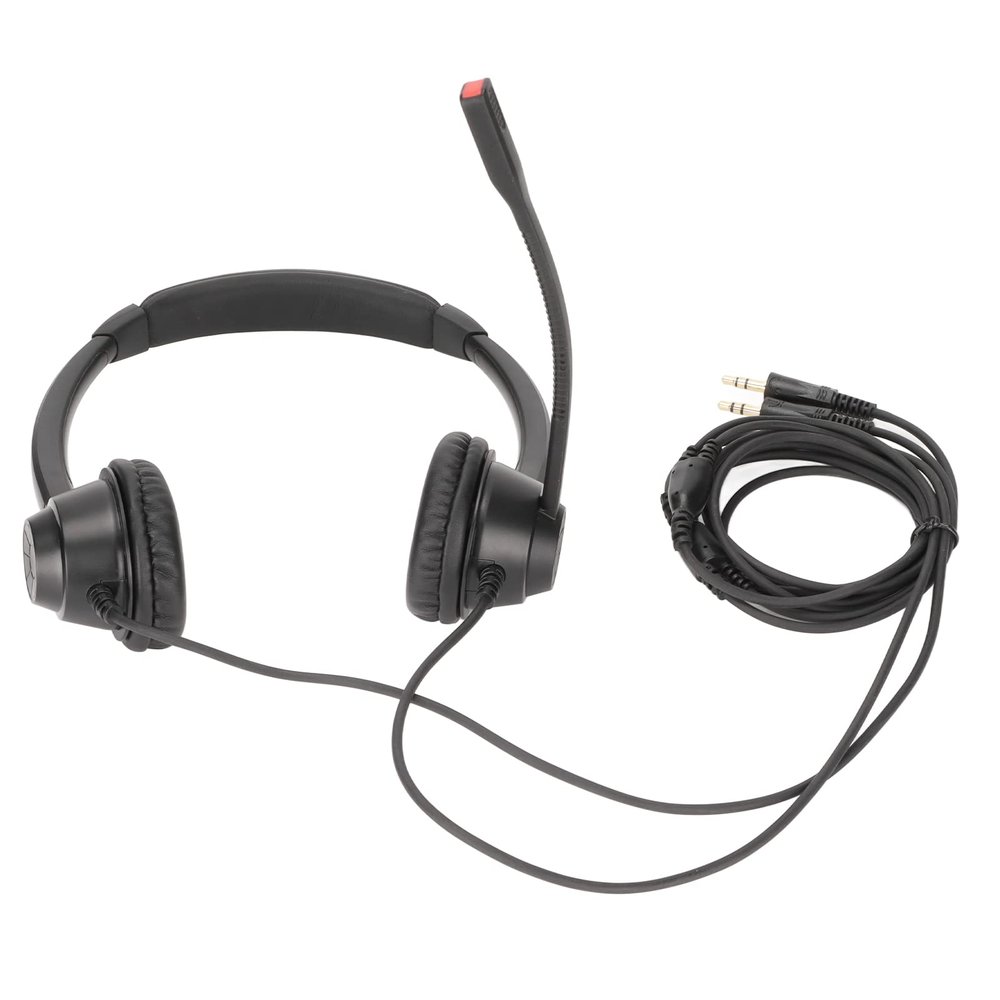 BowyTrading H390D - PC Binaural Customer Service Headphones, Telephone Headset with Noise Cancelling Microphone, Ultra Light Office Headset for PC Business Calls, Durable ABS Material with Wid
