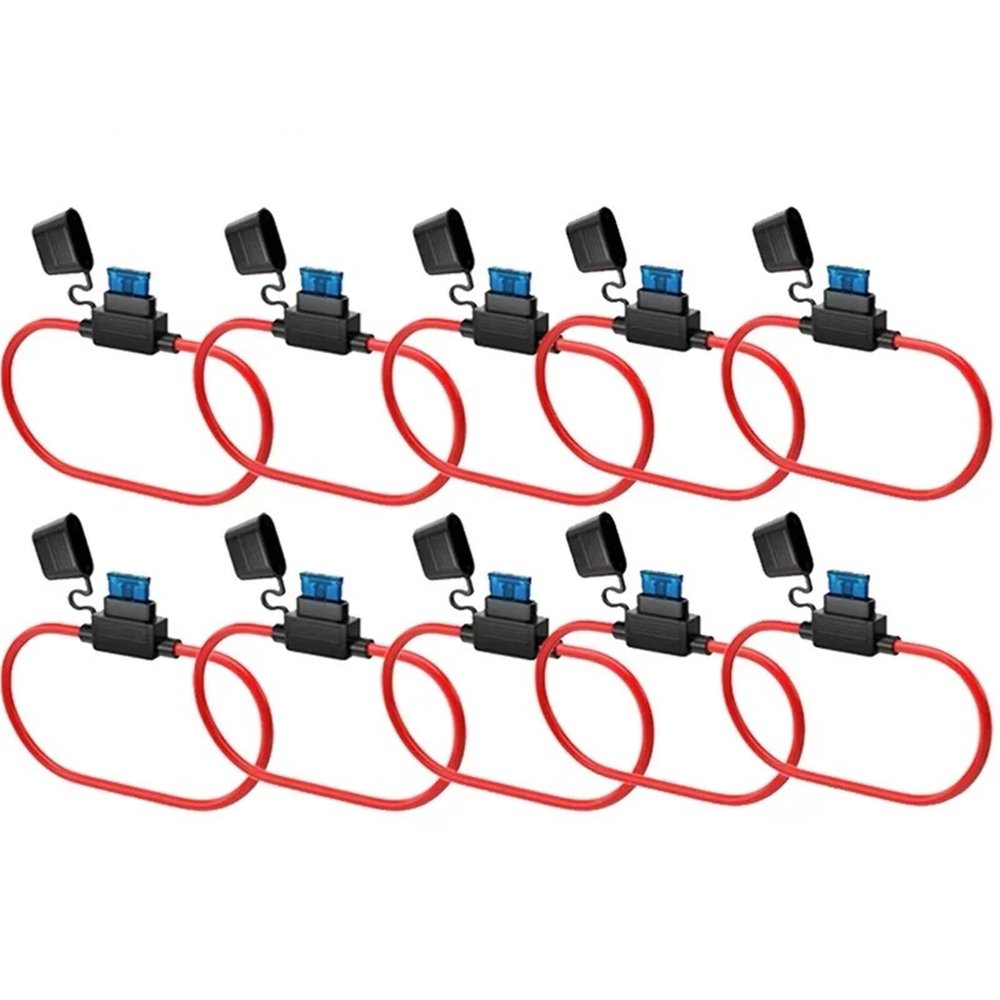 10Pcs Automotive Fuse Puller Tool Splashproof Box Mini Blade Adapter for 12V 30A Inline Fuse Switch Socket Waterproof(10Pcs 14AWG)