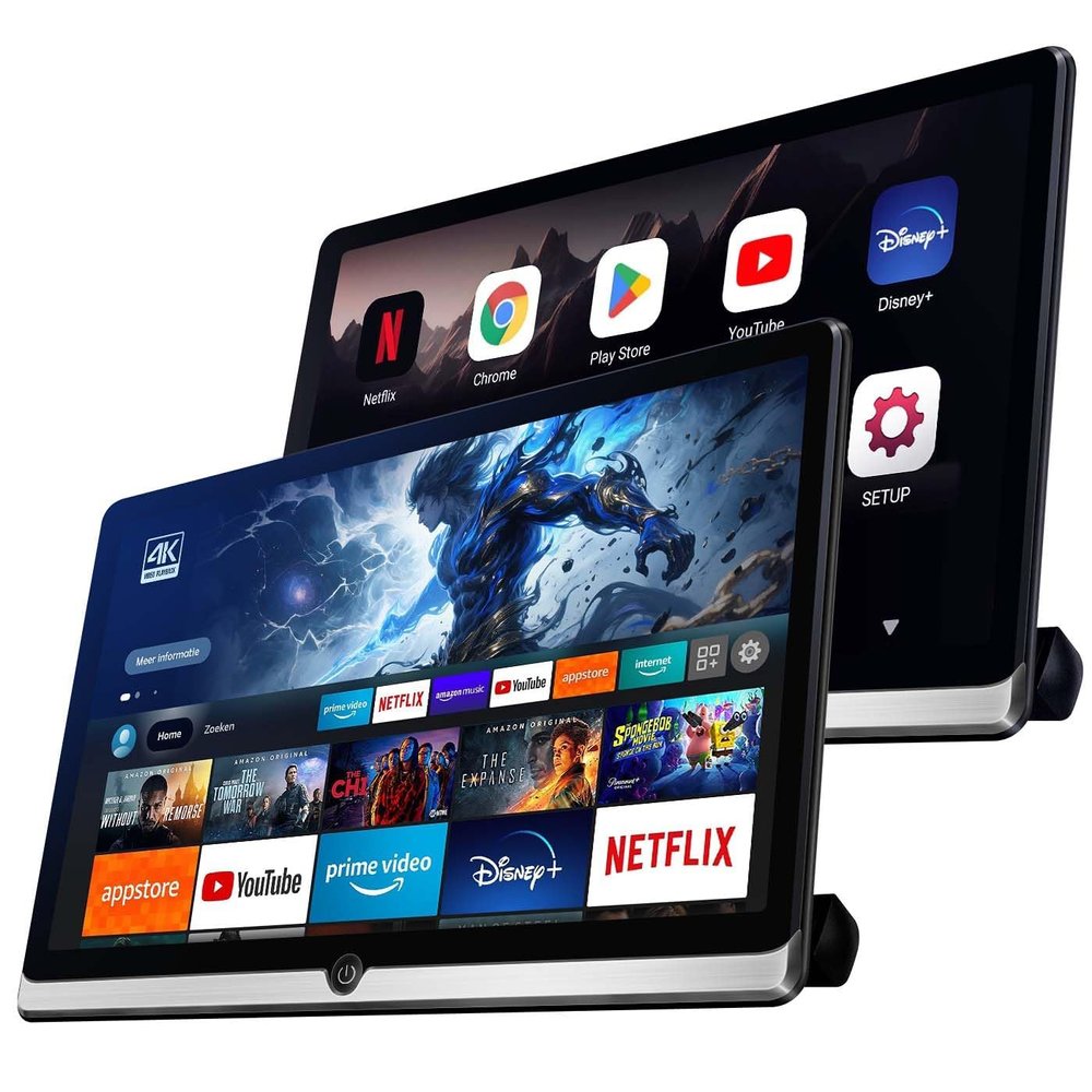 14 Inch 4K Android 13 Car TV Headrest Monitor for Cars Back Seat Rear Entertainment System,Support Phone Wireless Mirror Link Touch Screen,with HDMI/WiFi/Bluetooth/USB/Car Video Player (4G+64G(2*PCs))