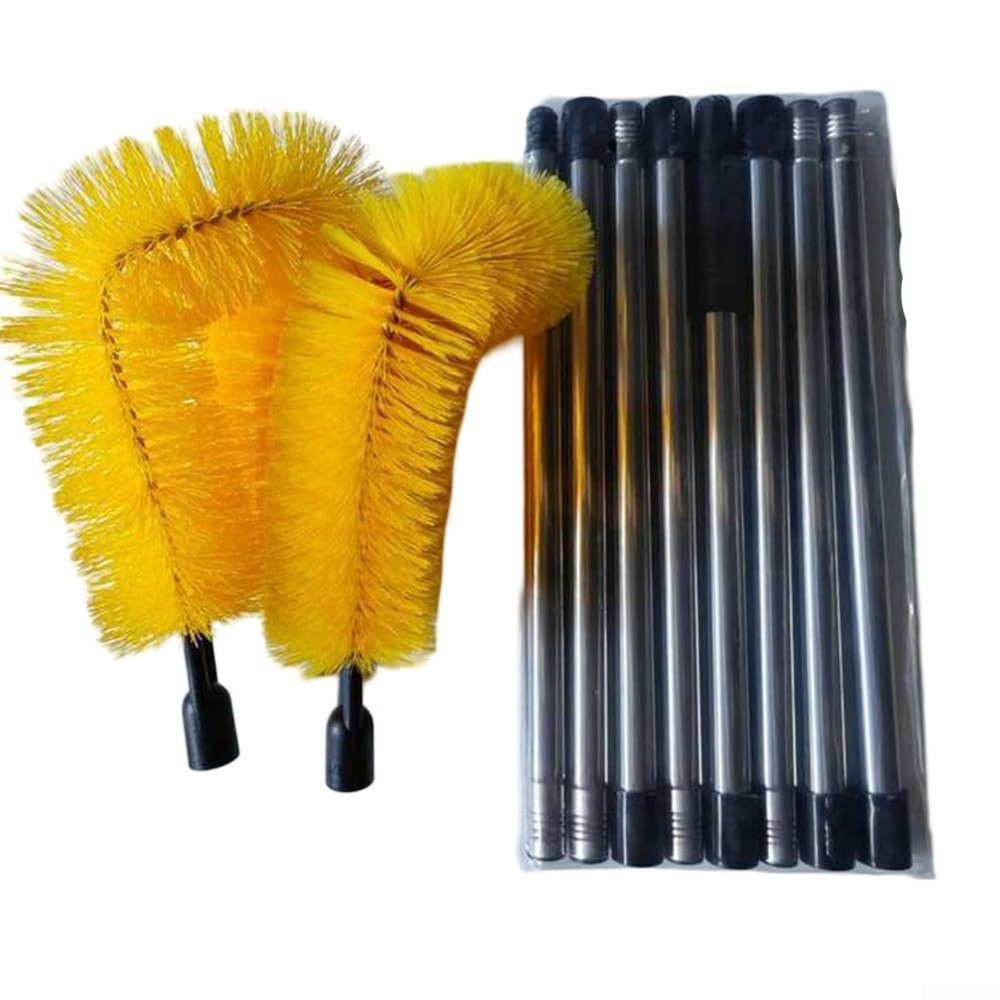 Adjustable Gutter Brush 10.5ft Extendable Roof Cleaning Tool with Flexible Angle Gutter Cleaner and Hard Nylon Bristle Brush, Gutter Cleaning Pole for Roof Debris, 2-Pack(B)