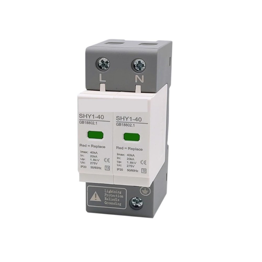 AC 2P Surge Protection 2040KA 30KA60KA House Lightning Protector Low-Voltage Arrester Device 275V 385V(2P 275V AC,30-60KA)