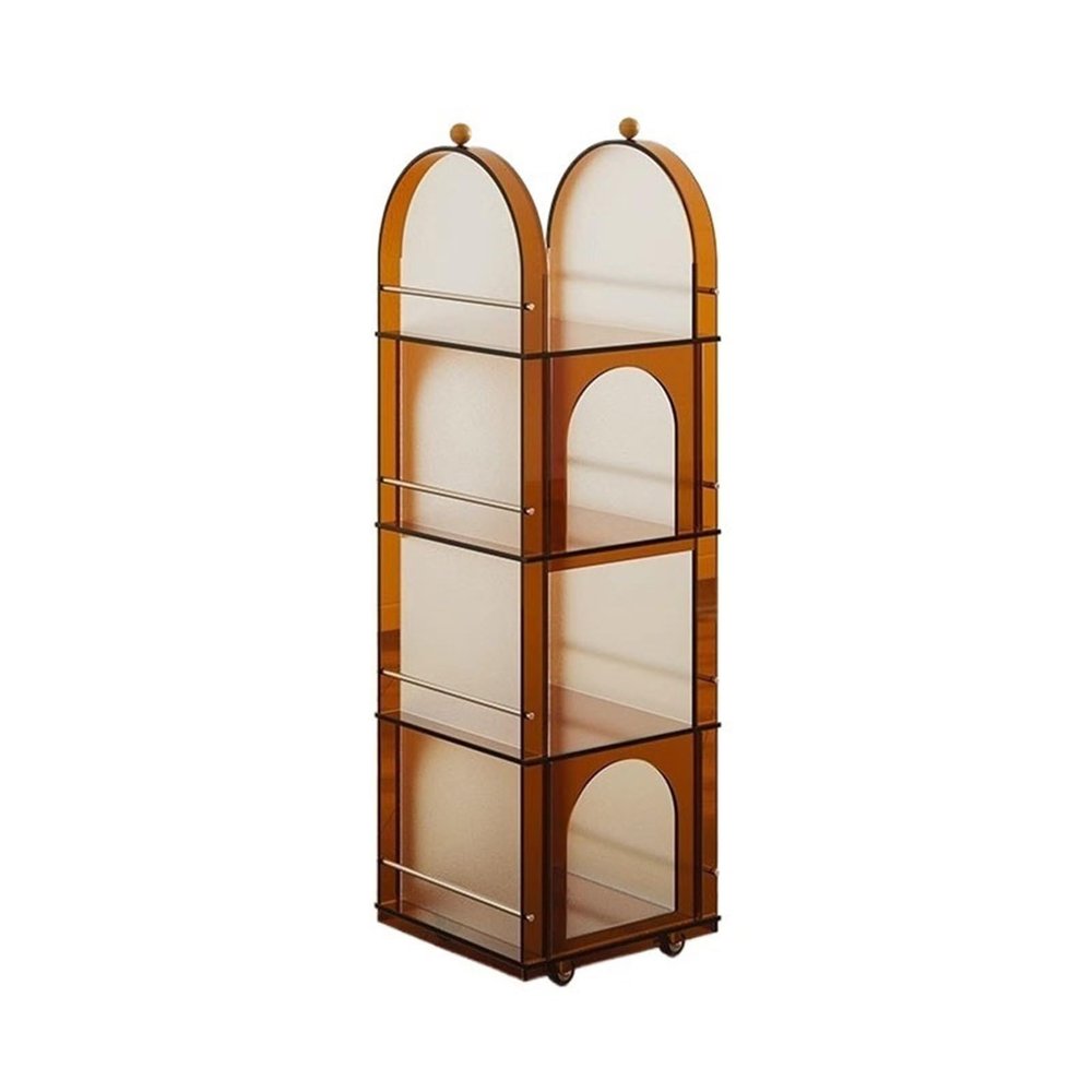 PUCNHZYNW Record Rack Movable Vertical CD Record Albums Rack Acrylic Magazine with Caster Wheel Storage Shelving