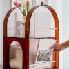 PUCNHZYNW Record Rack Movable Vertical CD Record Albums Rack Acrylic Magazine with Caster Wheel Storage Shelving view 4