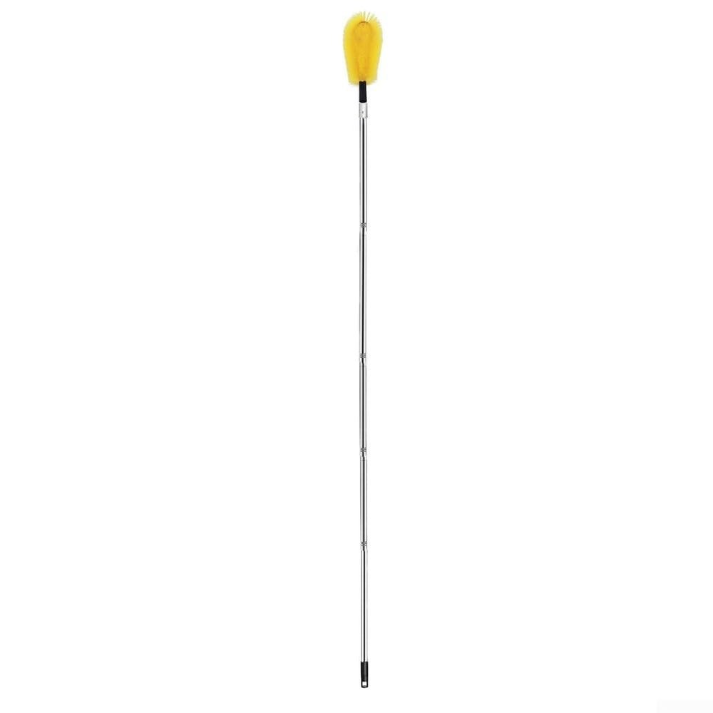Telescopic Gutter Brush Extendable Gutter Cleaner Tool with Rotating Flexible Head for Cleaning Gutters Without Ladder, Includes Extension Rod and Inspection Mirror(D)