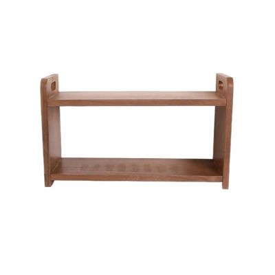 PUCNHZYNW CD Rack Minimalist Wooden CD Record Rack Desktop Tea Sets Books Storage Shelf with Openwork Handle