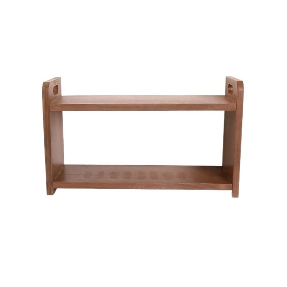 PUCNHZYNW CD Rack Minimalist Wooden CD Record Rack Desktop Tea Sets Books Storage Shelf with Openwork Handle