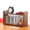 PUCNHZYNW CD Rack Minimalist Wooden CD Record Rack Desktop Tea Sets Books Storage Shelf with Openwork Handle view 2