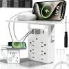 2026 Upgraded Multi-Functional Power Strip with Panel, 9 in 1 Wall Outlet Extender with Shelf, Bathroom Outlet Extender with 2 USB Ports (2A+1C) and 6 AC Outlets (1PC) view 1