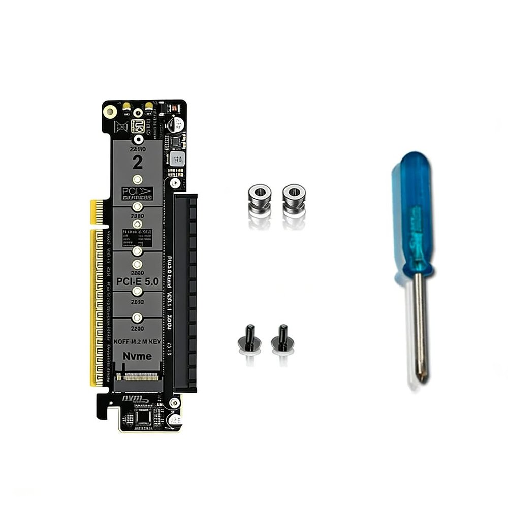 AoQhir PH4235 PCIe 5.0 x16 to Dual M.2 Mkey Adapter Card Supports x8 x4 x4 Split for High Speed SSD Expansion Bifurcation Compatible with Mkey NVMe 2230 2242 2260 2280 22110 SSD