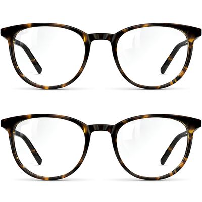 grinderPUNCH Reading Glasses Men Women Fashion Computer Readers Stylish Blue Light Blocking Glasses Gaming Eyeglasses (2 Pack Tortoise Whiskey, 1.00, x)