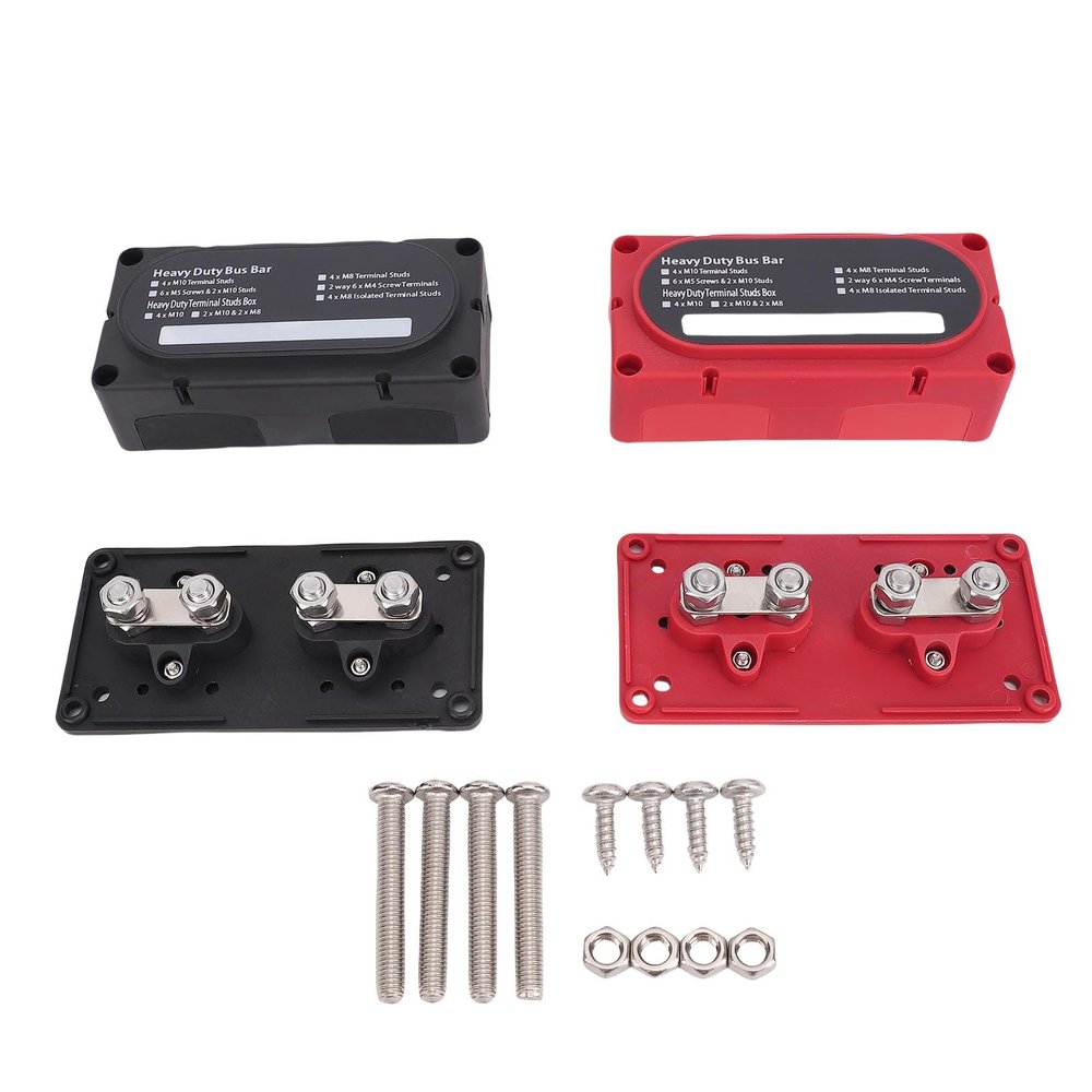 Aolidsive 4 Studs Bus Bar 300A High Current Copper Power Distribution Block with PC Housing for Car RV Boat Wiring