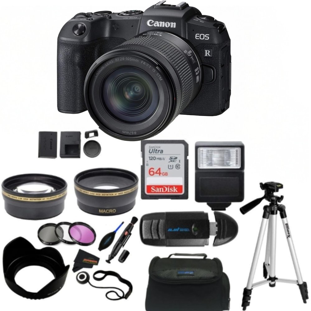 Canon EOS RP Mirrorless Full Frame Camera RF 24-105mm F4-7.1 is STM Lens Kit - (Renewed) (Camera w/Lens + Sunshine Pro Bundle)