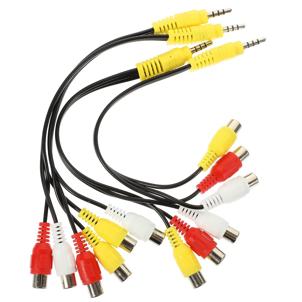 Gatuida 4pcs 3-Way Av Splitter Cable 3.5mm to 3 Female Audio Video Adapter Cord for Tv Set-top Box Connection Household Electronics