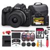 Canon EOS R50 Mirrorless Camera with 18-45mm Lens Bundle | 24.2MP APS-C Sensor, Dual Pixel CMOS AF II & 4K Video | Great for Beginners & Everyday Photography (5811C012) + 64GB Card + Bag + More view 1