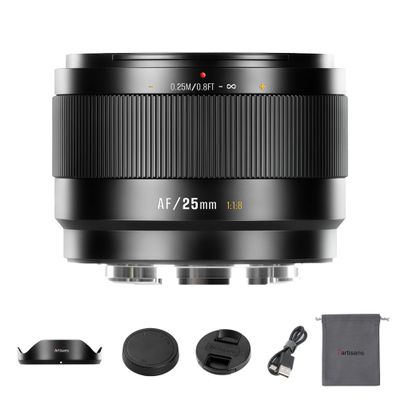 7Artisans AutoFocus 25mm F1.8 APS-C Frame LITE Series Lens F1.8 Large Aperture,Support Face/Eye Recognition Compatible for Sony A6000/A5000/A3000/Nex Series a6700 nex-5t nex-3n