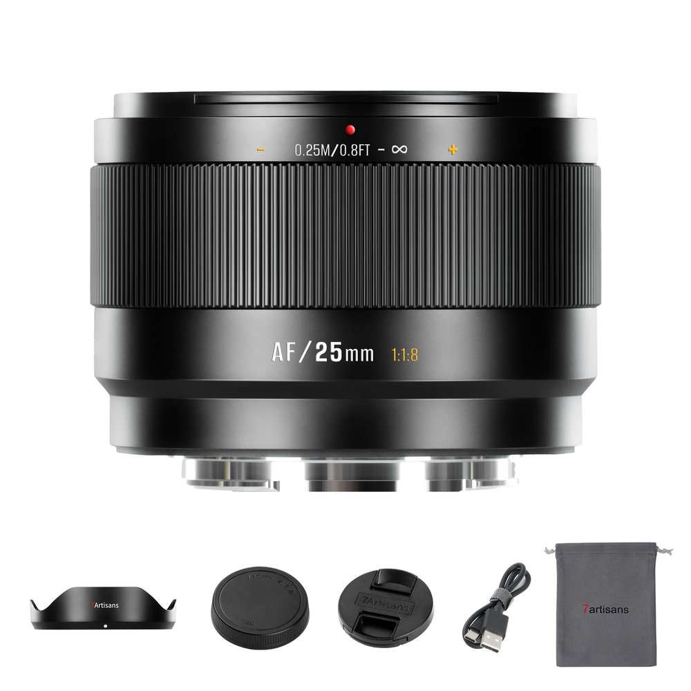 7Artisans AutoFocus 25mm F1.8 APS-C Frame LITE Series Lens F1.8 Large Aperture,Support Face/Eye Recognition Compatible for Sony A6000/A5000/A3000/Nex Series a6700 nex-5t nex-3n