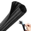0.31" x9.8FT Cable Management Sleeve  Heat-Resistant Cord Protector for Power, USB, Computer, Office, Audio & Speaker Wires, Automotive Wiring, and Pet-Chew-Resistant Black Cable Cover (0.51in*10ft) view 1