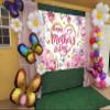 Happy Mother's Day Backdrop 10x8FT Gold Heart and Pink Flowers Mothers Day Photography Background Best Mom Ever Banner Decoratios Supplies Photo Props view 3