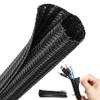 0.51" Split Wire Loom Tubing (25FT) with Cable Ties  Heavy Duty Pet Proof Cord Protector  Heat Resistant Automotive Wire Cover, Black Cable Hider for TV, PC, USB Management (0.51in*25ft) view 1