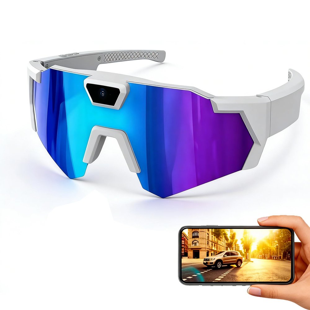 EZGHAR POV Glasses 4k Baseball Sunglasses with Camera, Smart Camera Glasse for Men Women Sunglasses with Cameras with 32GB SD Card (Style A)