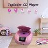 LONPOO CD Player Portable Boombox with FM Radio/USB/Bluetooth/AUX Input and Earphone Jack Output, Stereo Sound Speaker & Audio Player,Pink view 4