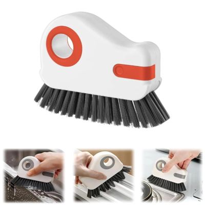 2 in 1 Groove Cleaning Brush Window Track Cleaning Tools, 2026 New Multifunction Hard Bristle Crevice Cleaning Brush with Hidden Scraperfor Sliding Door Track, Window Sill, Shutter Door (Orange)