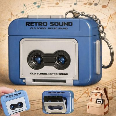 Mini Cassette Player,Micro Retro Sound Keychain Tape,Microcassette Player,Vintage Tape Recorder Couple Gift Keychain Mini Recordable,Plastic Headphone Music,for Backpacks, Handbags