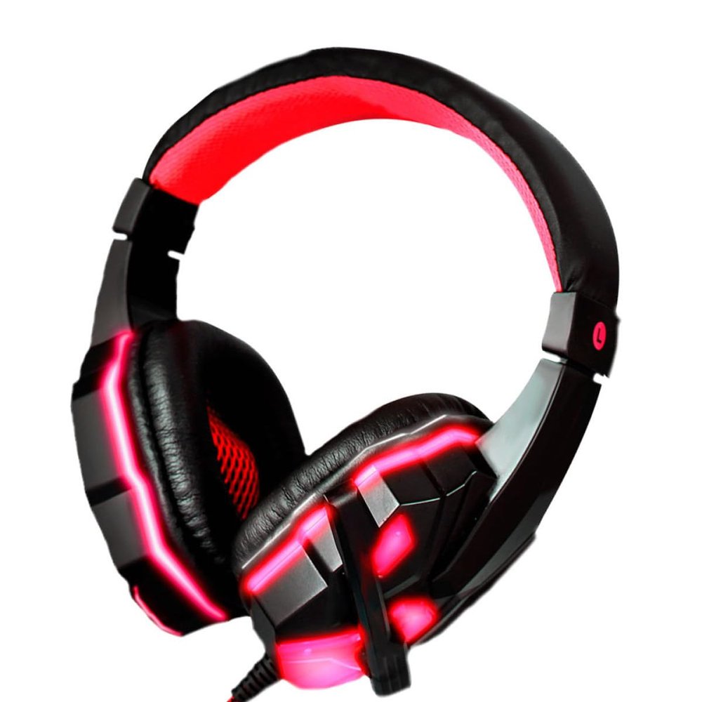 DIYEAH Gaming Headset with LED Light, Over-Ear Stereo Headphones with Noise-canceling Microphone, Compatible with Game Consoles and Travel Use, Dc5.0 Voltage