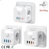 7-in-1 Multi USB Wall Socket Cube with 3 AC Outlets, USB-A and Type C, EU Plug Power Strip with On/Off Switch for Office(Blue 3AC 2U2C) view 2