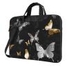 LHBWCVN 3 In 1 Laptop Bag 13 inch Computer Briefcase for Men Women, Gold White Butterflies Black Laptop Shoulder Bag Office Work Bags view 1