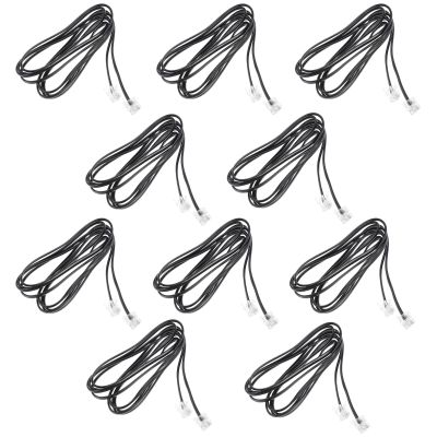 JEWEDECO 10pcs 2-Meter Flat 4-core Telephone Wire Rj11 Landline Accessories Connecting Cable for Indoor and Outdoor Phone Use