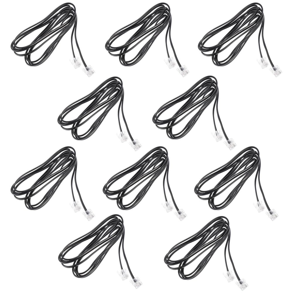 JEWEDECO 10pcs 2-Meter Flat 4-core Telephone Wire Rj11 Landline Accessories Connecting Cable for Indoor and Outdoor Phone Use