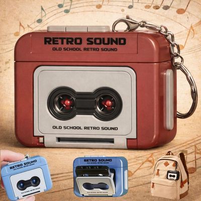 Mini Cassette Player,Micro Retro Sound Keychain Tape,Microcassette Player,Vintage Tape Recorder Couple Gift Keychain Mini Recordable,Plastic Headphone Music,for Backpacks, Handbags