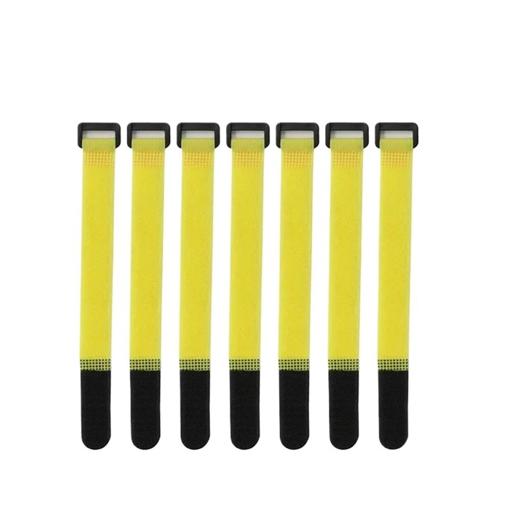 10pcs Yellow Reusable Hook and Loop Cable Ties with Buckle Fastening Tape Self Adhesive Bundle Wrap Belt Fastener Straps