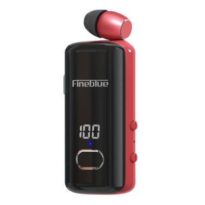 DUOSSEAR F580 Display Power Collar Clip Bluetooth Headphones Caller Number Vibration Universal Phone Outdoor Cycling Anti-Drop (BlackRed)