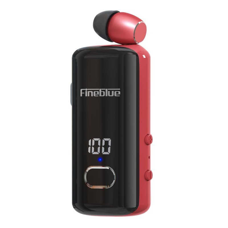 DUOSSEAR F580 Display Power Collar Clip Bluetooth Headphones Caller Number Vibration Universal Phone Outdoor Cycling Anti-Drop (BlackRed)