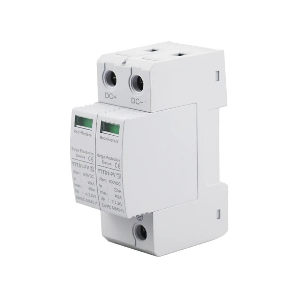 1pc YTTS1-PV 2P Solar PV Low Voltage Din Rail 600V 1000V 20KA-40KA Surge Arrester Protector SPD(2P 20-40KA 1000V)