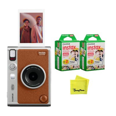 Fujifilm Instax Mini EVO Instant Camera - Brown (Camera w/Extra Film 2-Pack)