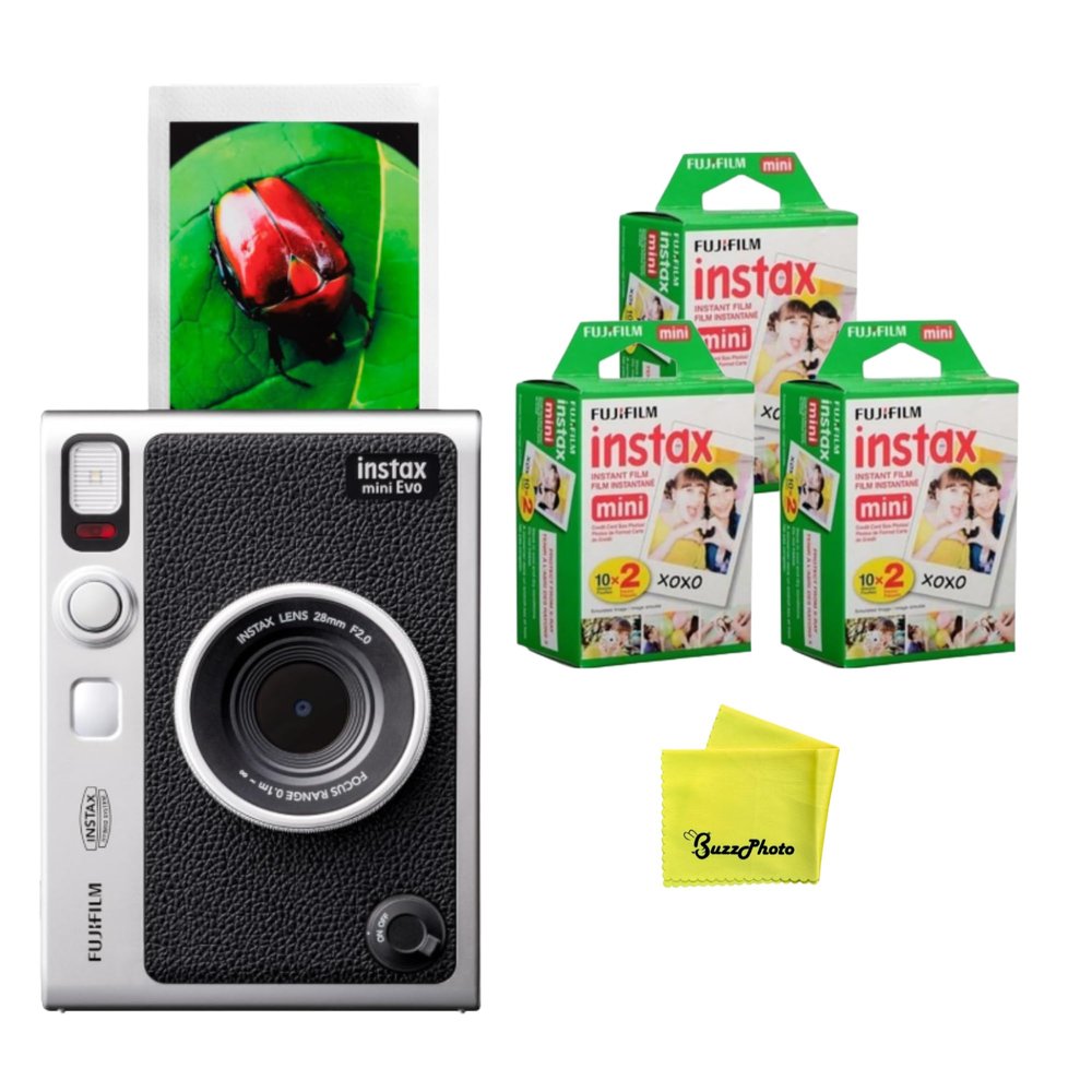Fujifilm Instax Mini EVO Instant Camera - Black (Camera + 60 Sheets Extra Film)